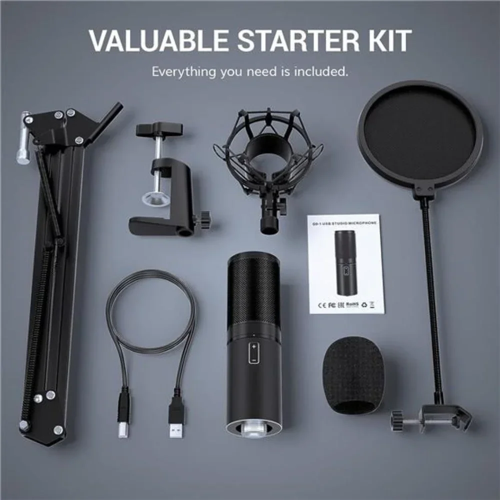 USB Gaming Microphone, PC Streaming Mic Kit for PS4/5/Discord/Twitch Gamer